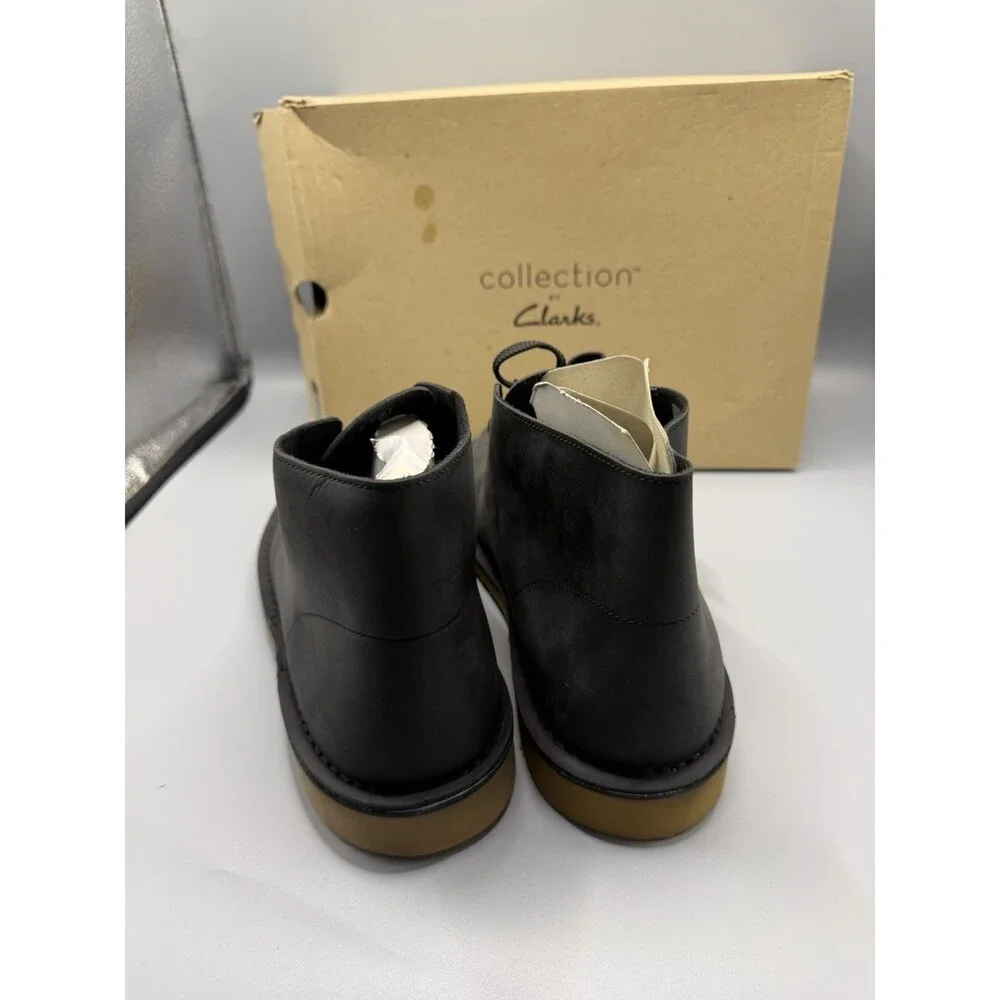 Clarks Bushacre Men's Black Leather Chukka Ankle Boots Casual Shoe Size 13